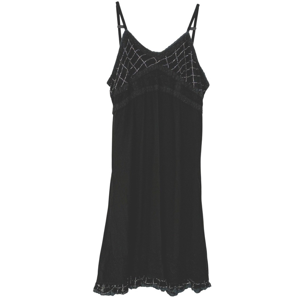 Vtg Y2k Coline sz L XL Black Babydoll top Slip Dress Goth Whimsigoth witchy